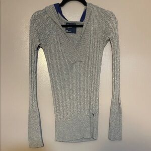 American Eagle Outfitters Gray Knit Hoodie